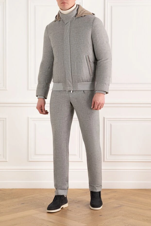Enrico Mandelli men's gray cashmere tracksuit with hood 186046 - photo 2