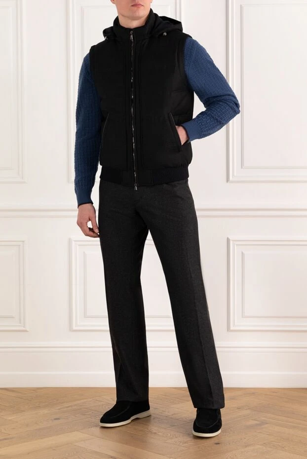 Enrico Mandelli black men's wool and cashmere hooded vest 186057 - photo 2
