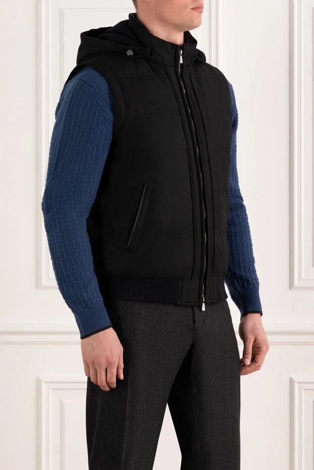 Enrico Mandelli black men's wool and cashmere hooded vest 186057 - photo 3