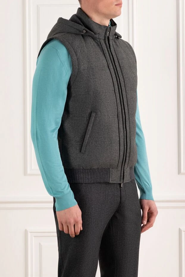 Enrico Mandelli gray men's warm vest made of wool and cashmere 186058 - photo 3