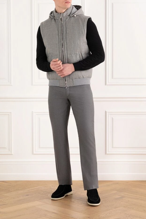 Enrico Mandelli gray men's wool and cashmere hooded vest 186059 - photo 2