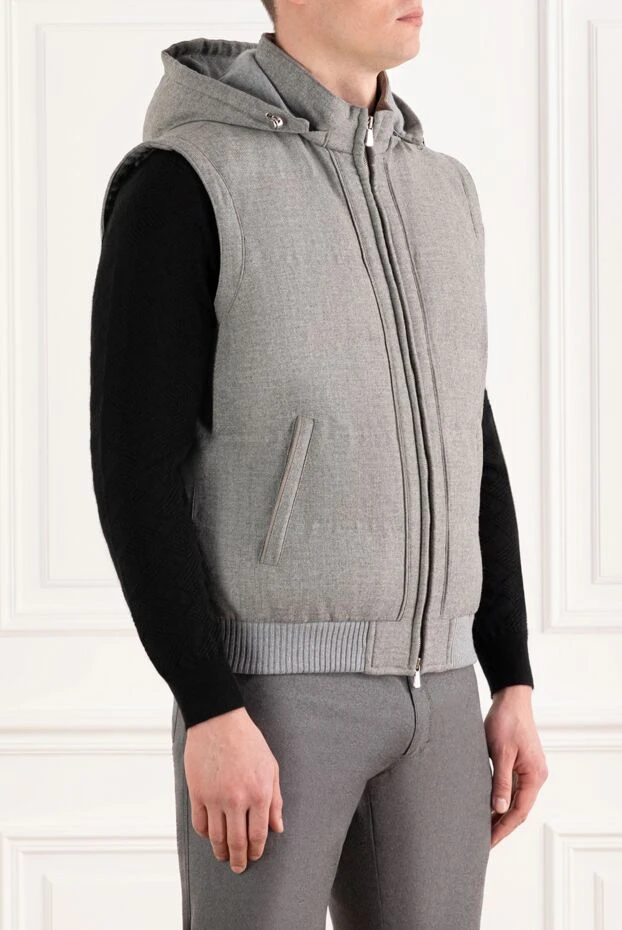 Enrico Mandelli gray men's wool and cashmere hooded vest 186059 - photo 3