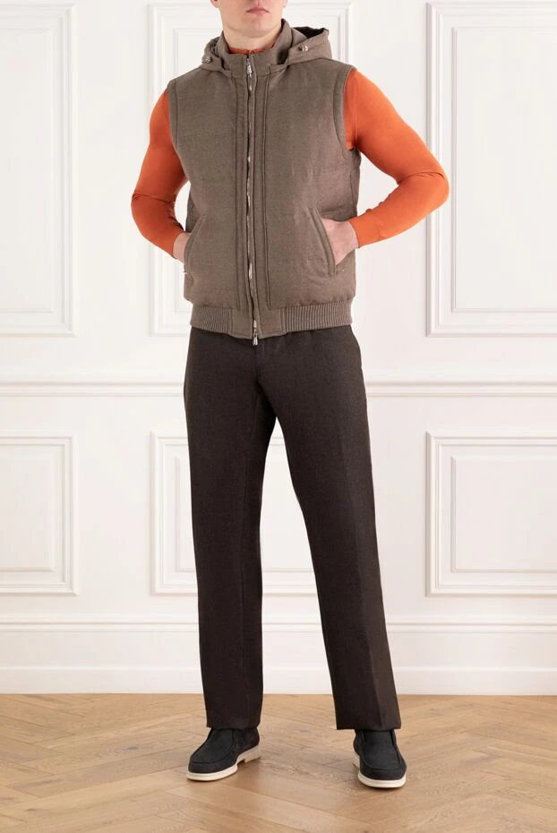 Enrico Mandelli beige men's warm vest made of wool and cashmere 186060 - photo 2