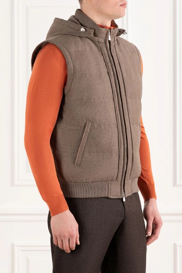 Enrico Mandelli beige men's warm vest made of wool and cashmere 186060 - photo 3