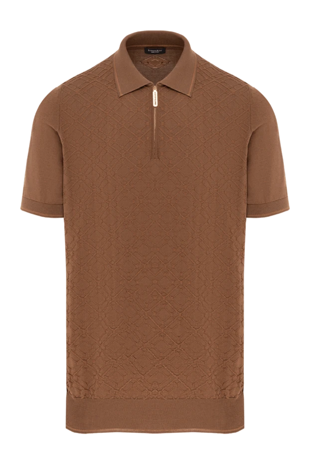 Stefano Ricci men's brown polo with zipper made of silk and cotton 186095 - photo 1