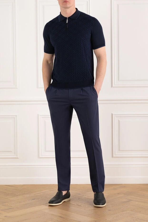 Stefano Ricci men's blue checkered zip-up polo 186098 - photo 2