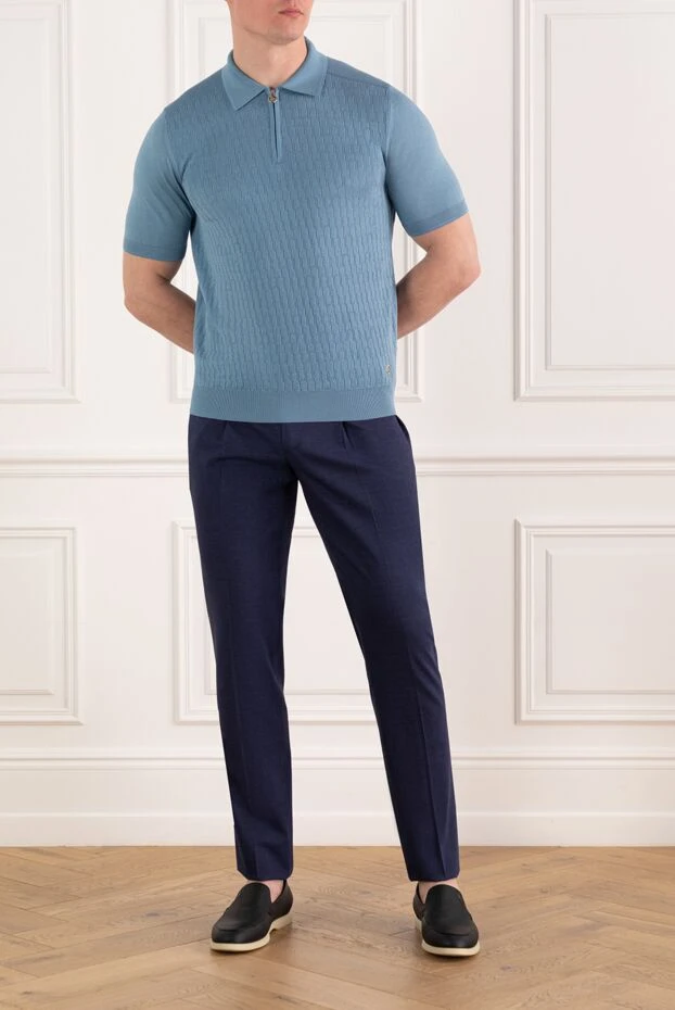 Stefano Ricci men's blue polo with a textured pattern 186099 - photo 2