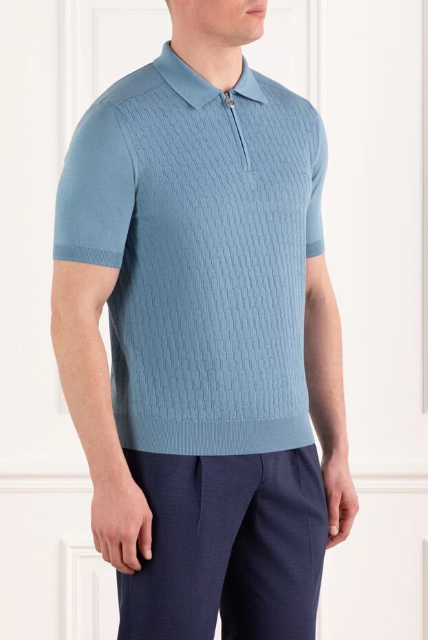 Stefano Ricci men's blue polo with a textured pattern 186099 - photo 3