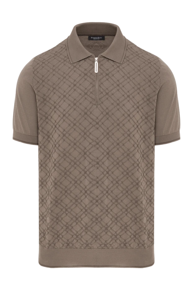 Stefano Ricci men's brown checkered polo with zipper 186100 - photo 1