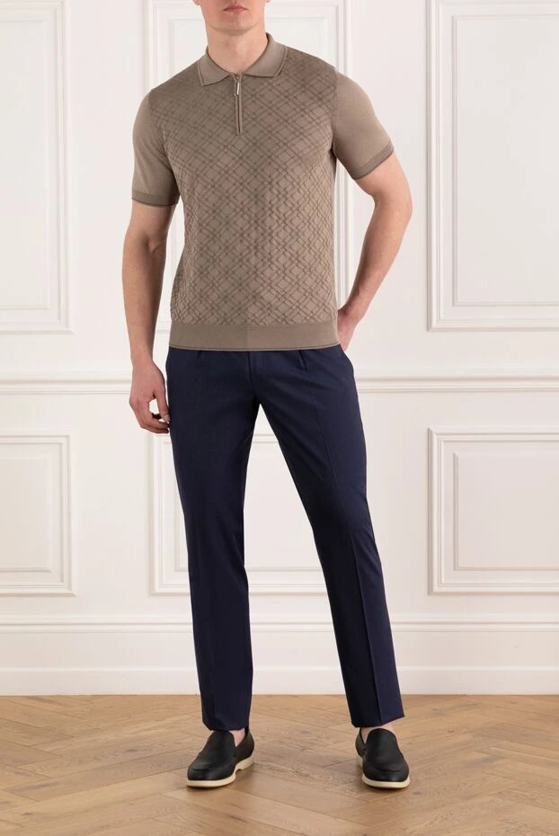Stefano Ricci men's brown checkered polo with zipper 186100 - photo 2