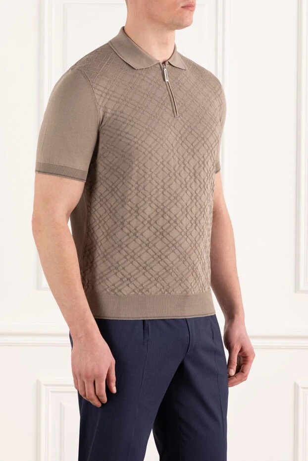 Stefano Ricci men's brown checkered polo with zipper 186100 - photo 3