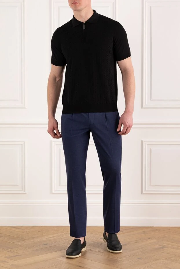 Stefano Ricci men's black checkered polo with zipper 186101 - photo 2