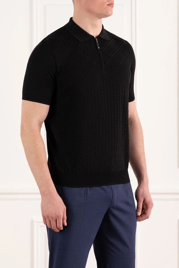 Stefano Ricci men's black checkered polo with zipper 186101 - photo 3