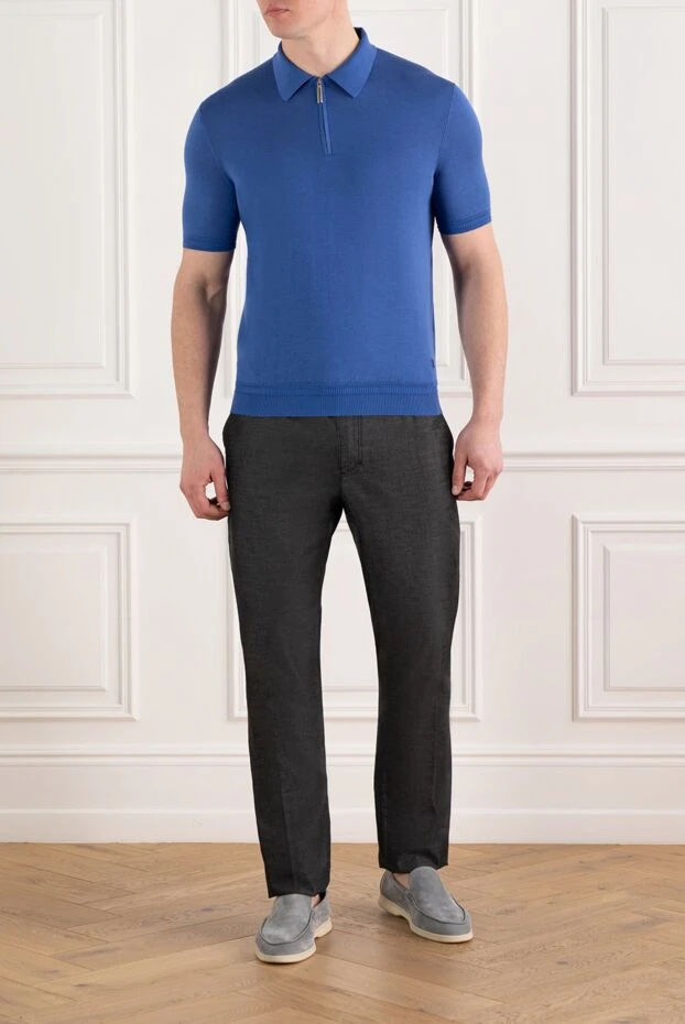 Stefano Ricci silk men's polo blue with zipper 186107 - photo 2