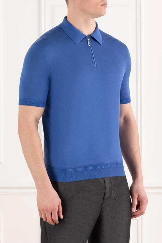 Stefano Ricci silk men's polo blue with zipper 186107 - photo 3