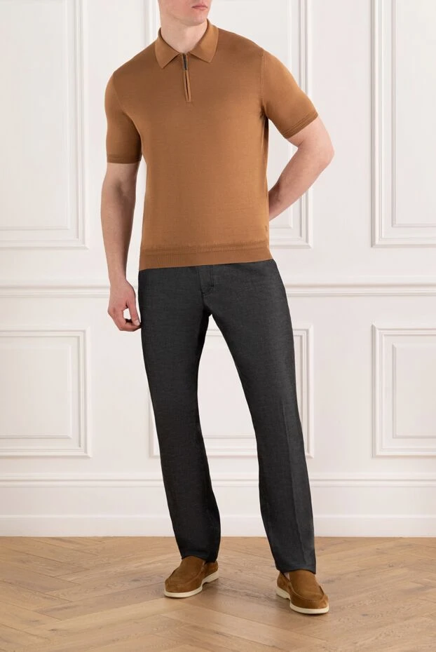Stefano Ricci silk men's polo brown with zipper 186109 - photo 2