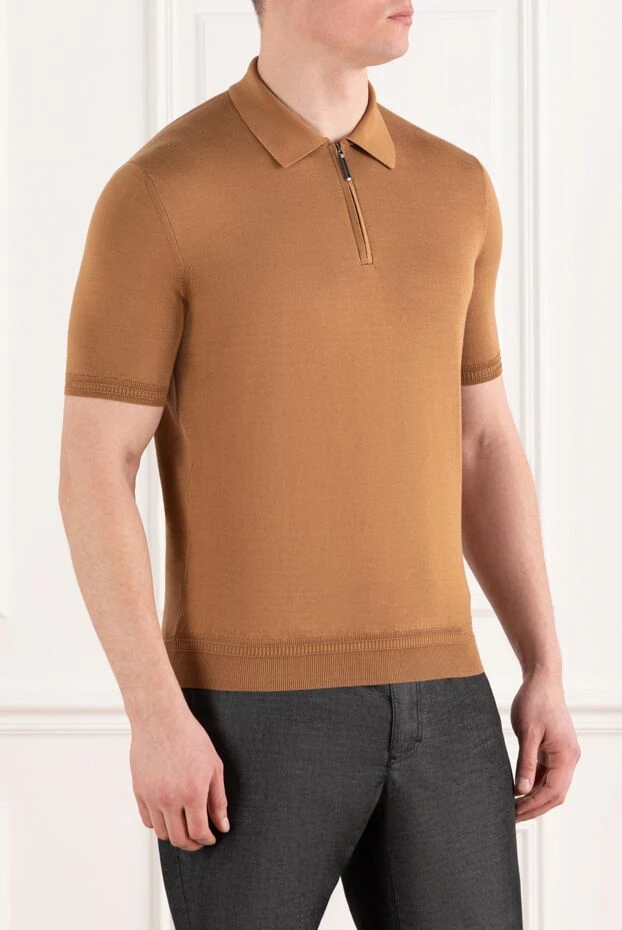 Stefano Ricci silk men's polo brown with zipper 186109 - photo 3