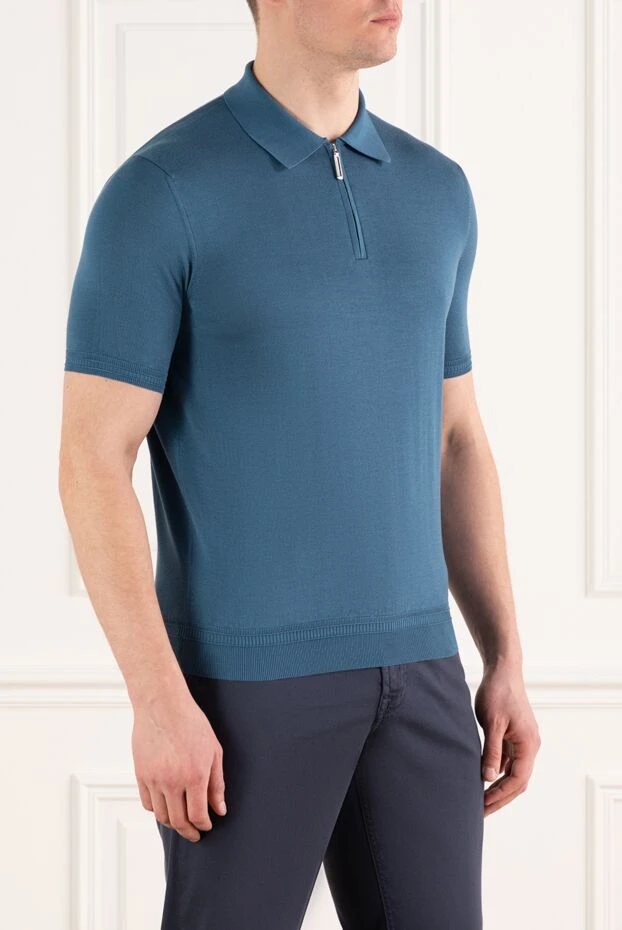 Stefano Ricci silk men's polo blue with zipper 186110 - photo 3