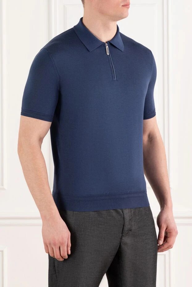 Stefano Ricci men's blue silk polo with zipper 186112 - photo 3