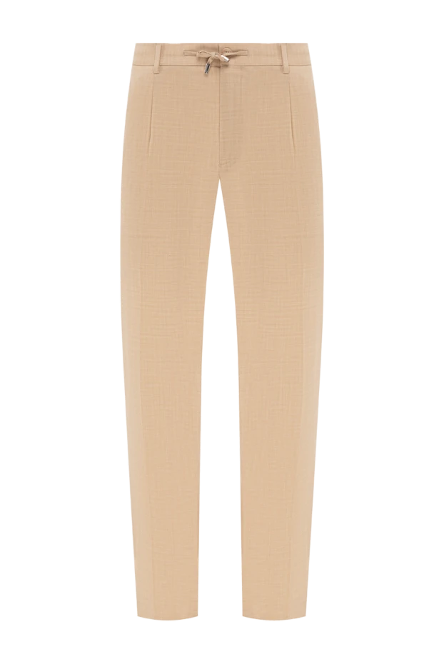 Stefano Ricci men's trousers with a tie, beige, wool 186154 - photo 1
