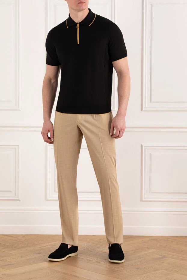 Stefano Ricci men's trousers with a tie, beige, wool 186154 - photo 2