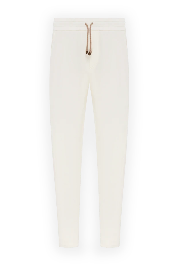 Brunello Cucinelli men's trousers with drawstring, white, cotton 186166 - photo 1