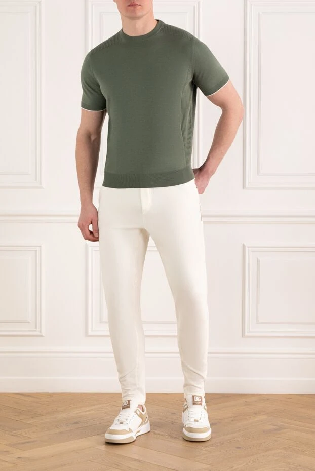 Brunello Cucinelli men's trousers with drawstring, white, cotton 186166 - photo 2