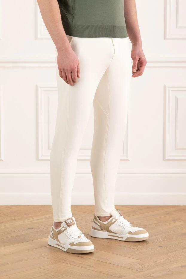 Brunello Cucinelli men's trousers with drawstring, white, cotton 186166 - photo 3