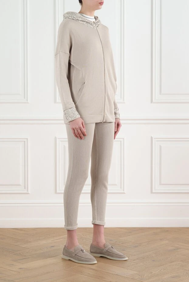 Panicale beige women's walking suit made of viscose with a hood 186178 - photo 3