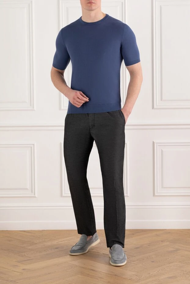 Cesare di Napoli cotton jumper with short sleeves blue 196944 - photo 2