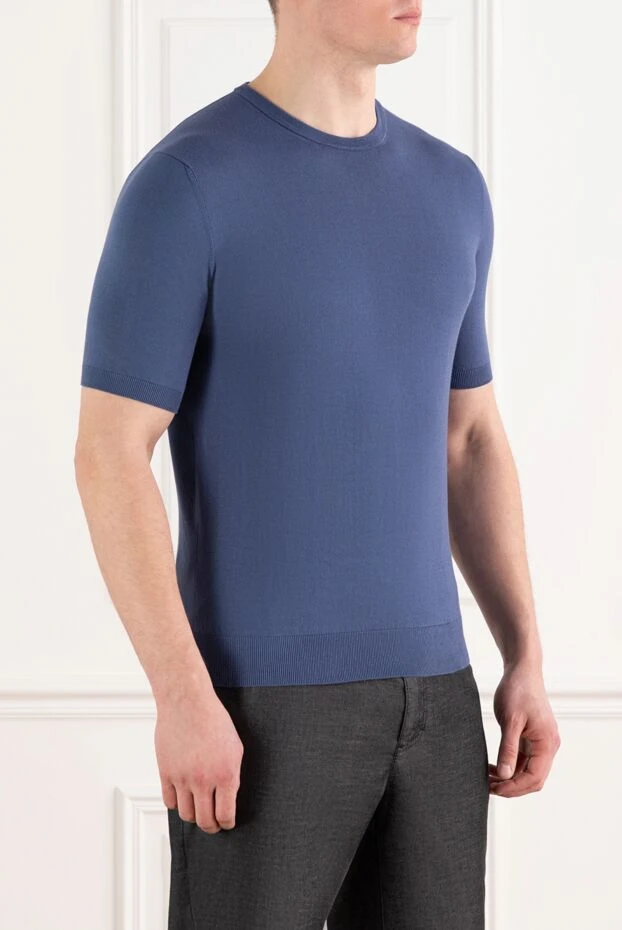Cesare di Napoli cotton jumper with short sleeves blue 196944 - photo 3