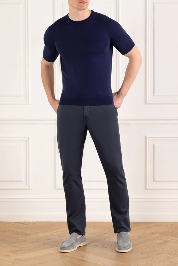 Cesare di Napoli blue men's short sleeve cotton jumper 196928 - photo 2