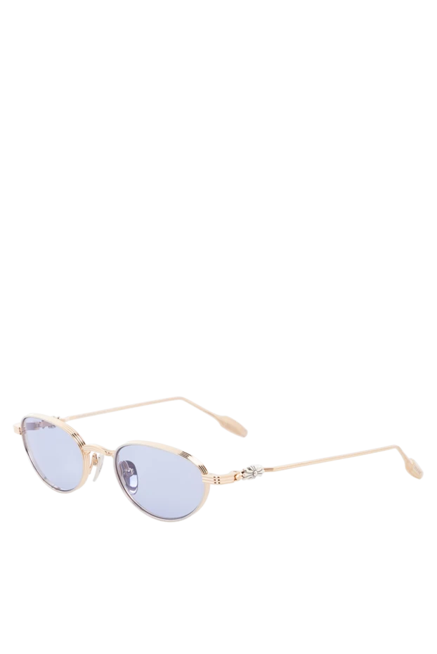 Chrome Hearts солнцезащитные очки круглые золотые с голубыми стеклами 186263 - фото 3