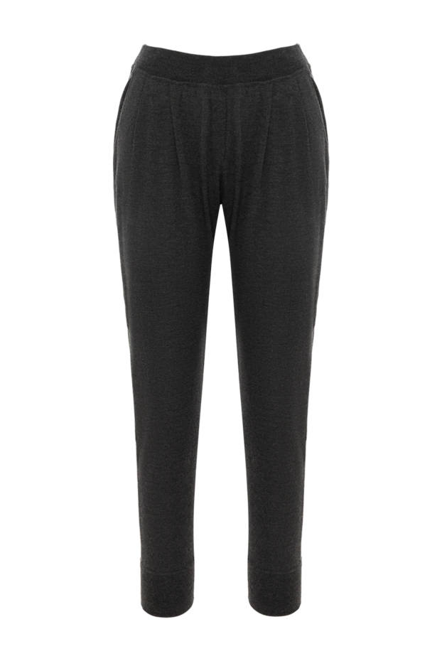 Brunello Cucinelli брюки трикотажные женские укороченные серые из кашемира 186276 - фото 1