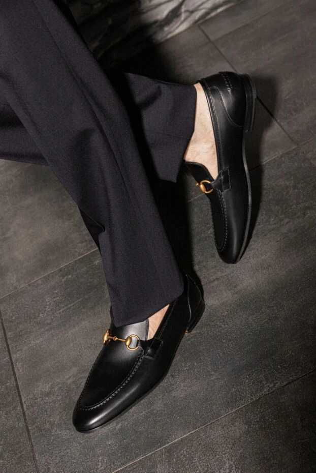 Gucci men's loafers jordaan black made of genuine leather 186293 - photo 2