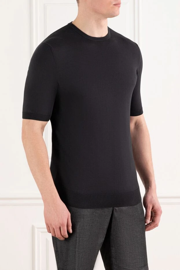 Cesare di Napoli a simple black jumper with short sleeves for men 197024 - photo 3