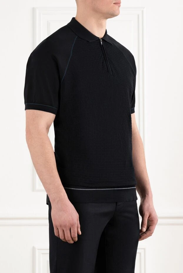Cortigiani men's black polo with raglan sleeves made of cotton (markdown) 195776 - photo 3