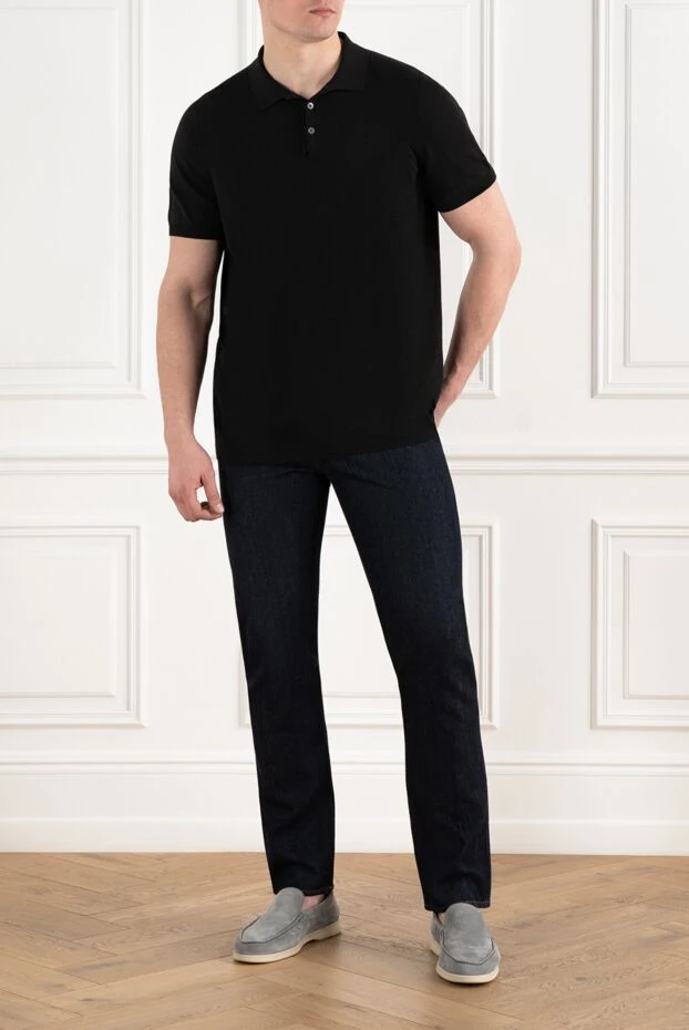 Dalmine black cotton jersey polo shirt with three-button closure 195796 - photo 2