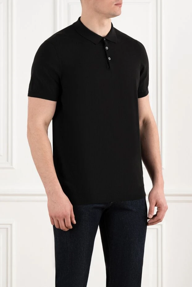 Dalmine black cotton jersey polo shirt with three-button closure 195796 - photo 3