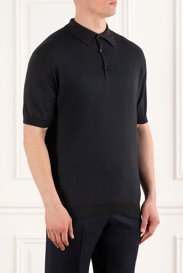 John Smedley black men's cotton buttoned polo 186401 - photo 3