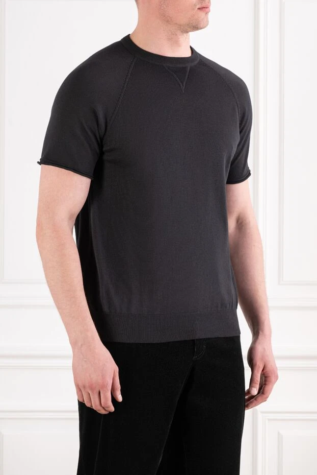 Svevo blue cotton jumper with short sleeves for men 186403 - photo 3