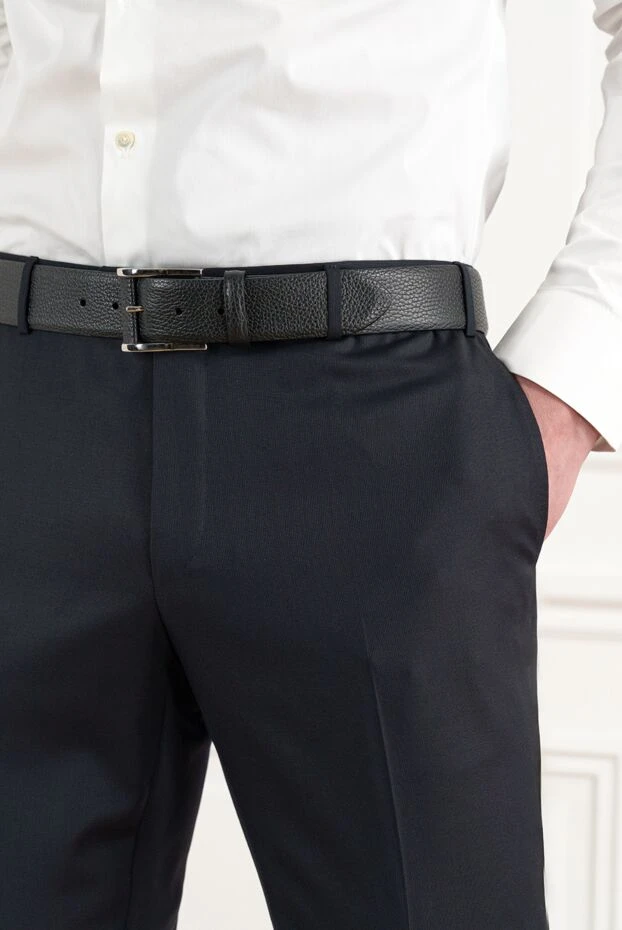 Cesare di Napoli men's black grain leather belt 186416 - photo 2