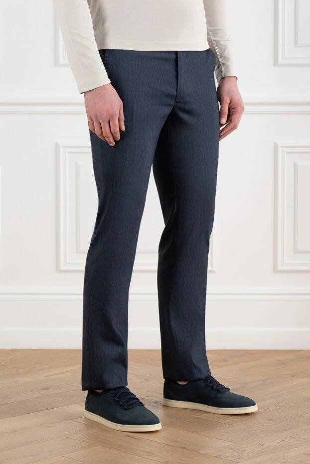 Cesare di Napoli сині чоловічі штани на лаштунках 186421 - фото 3