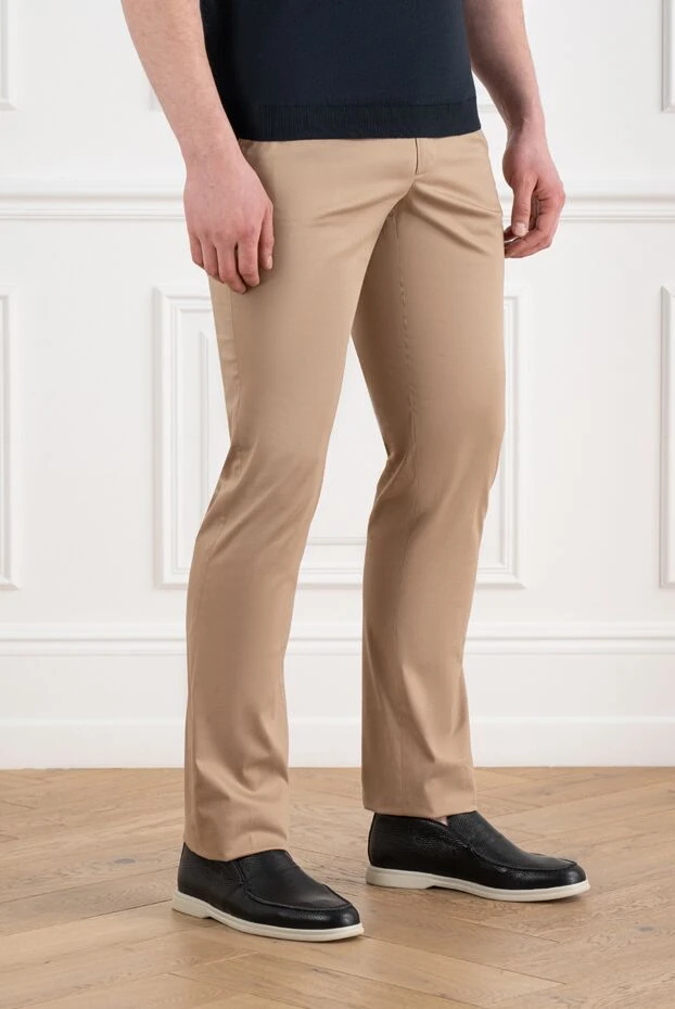 Cesare di Napoli beige cotton trousers with a drawstring waistband 186423 - photo 3