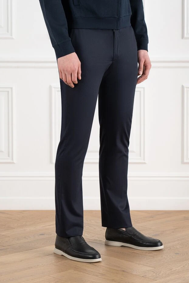 Cesare di Napoli men's blue trousers made of cotton and silk 186425 - photo 3