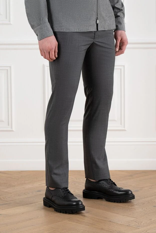 Cesare di Napoli men's gray wool trousers with drawstring 186429 - photo 3