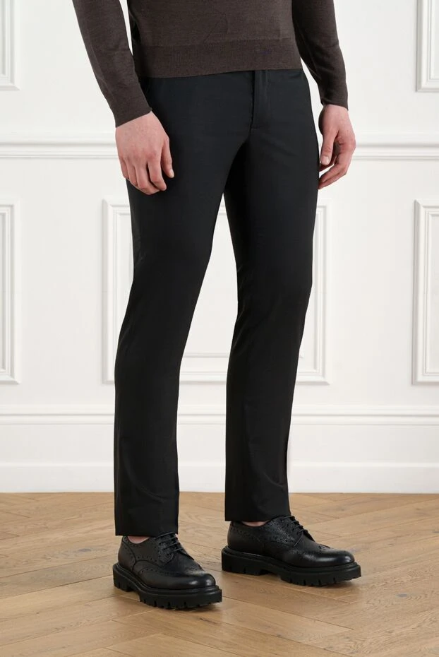 Cesare di Napoli men's black wool drawstring trousers 186430 - photo 3