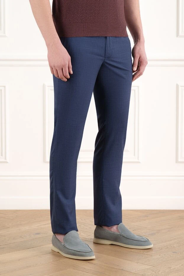 Cesare di Napoli blue men's trousers made of lightweight fabric with a drawstring waistband 186431 - photo 3