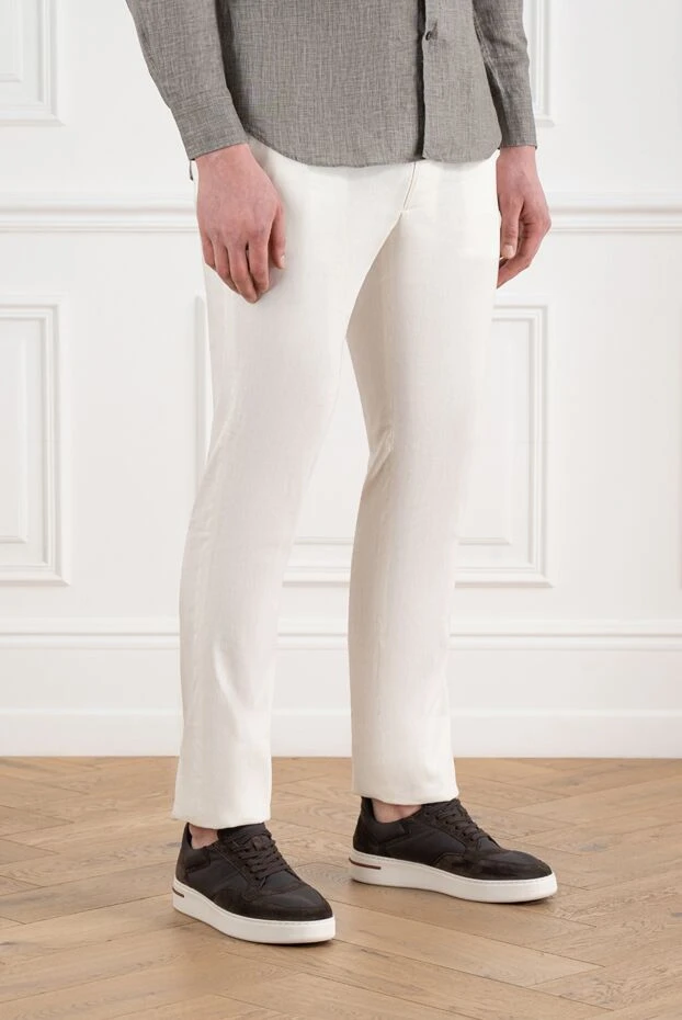 Cesare di Napoli men's white trousers with drawstrings 186440 - photo 3