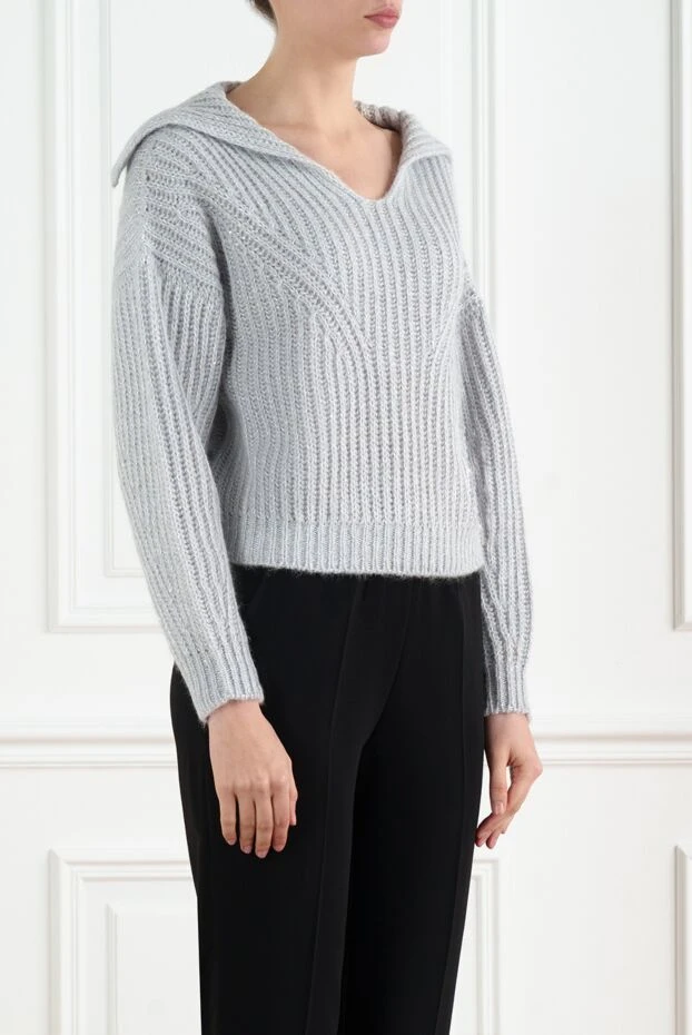 Peserico women's knitted gray jumper with turn-down collar 186443 - photo 3